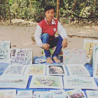 A very talented young man selling