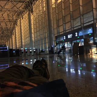 Midnight at shijiazhuang airport waiting for connection flight.